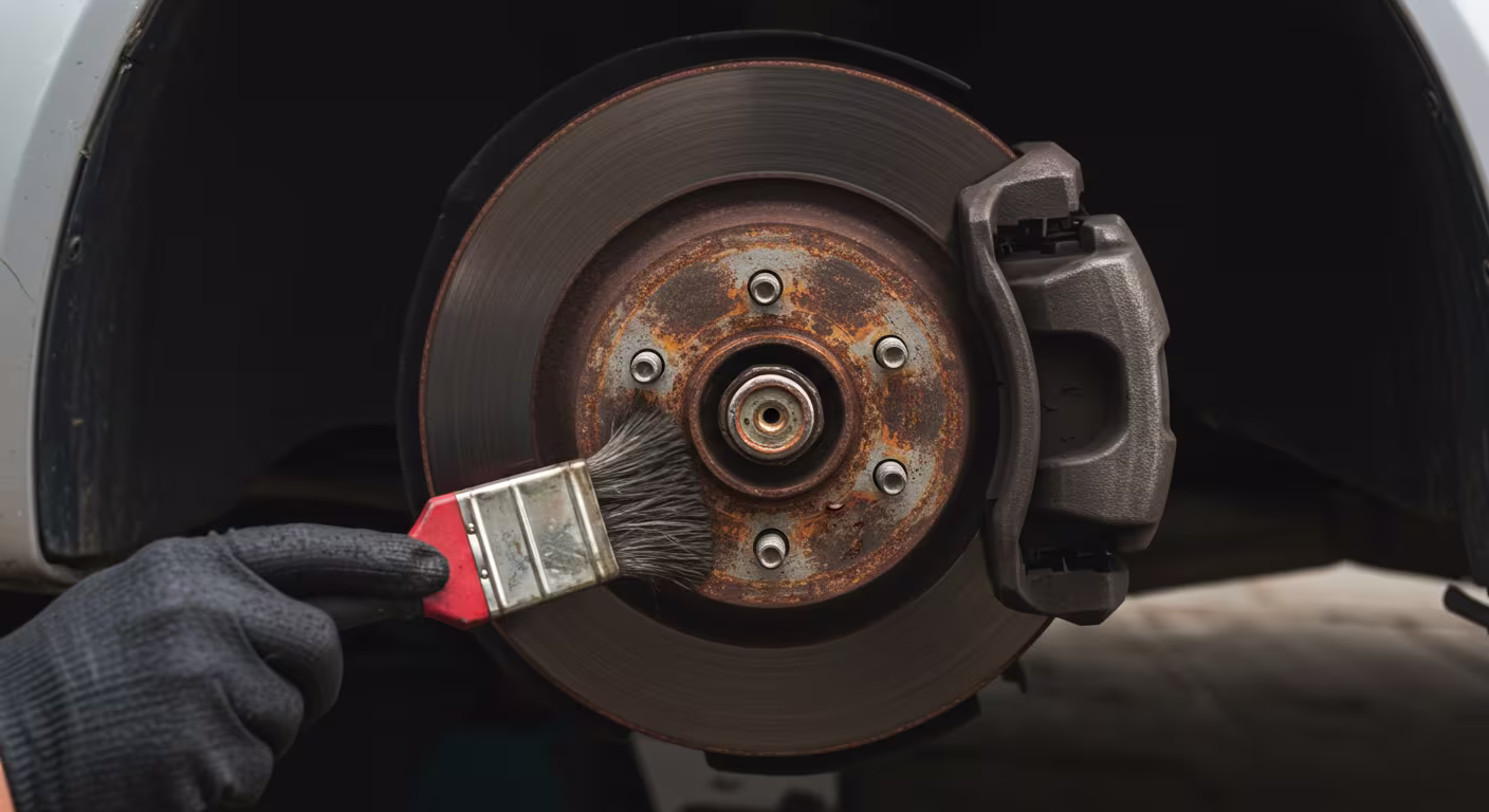 Application of rust remover to a corroded metal part