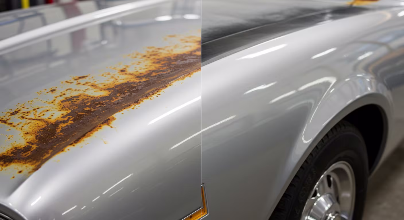 Surface preparation for rust treatment